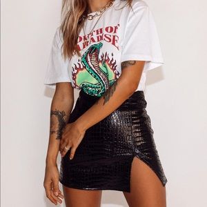 Wren Croc Black Mini Skirt